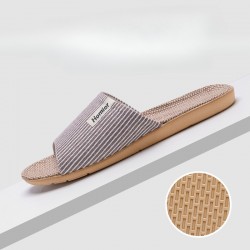 Linen Slippers Men's Indoor Home Silent Home Use Four Seasons Cotton Linen Slippers Ladies New Summer