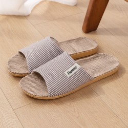 Linen Slippers Men's Indoor Home Silent Home Use Four Seasons Cotton Linen Slippers Ladies New Summer