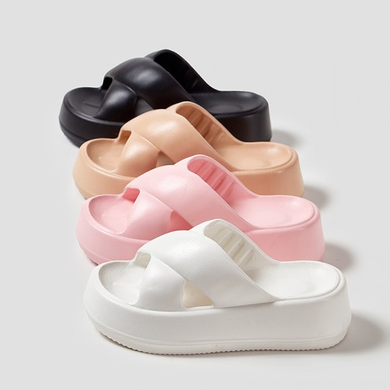 Comwarm Summer Slippers For Women Thick Platform Shower Shoes Non-Slip Cross Sandals Female Bath Soft Sole Slides Home Slippers Comwarm Summer Slippers For Women Thick Platform Shower Shoes Non-Slip Cross Sandals Female Bath Soft Sole Slides Home Slippers
