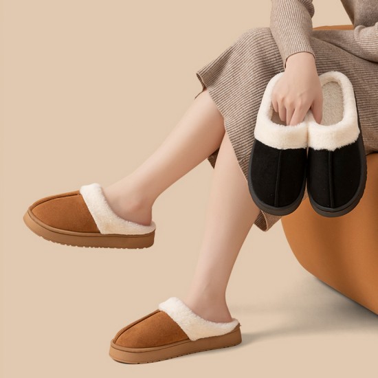 Winter Warm Flat Fur Slippers Women Faux Suede Fluffy Furry Home Slides Couples Comfort Non Slip Indoor Floor Cotton Shoes Winter Warm Flat Fur Slippers Women Faux Suede Fluffy Furry Home Slides Couples Comfort Non Slip Indoor Floor Cotton Shoes