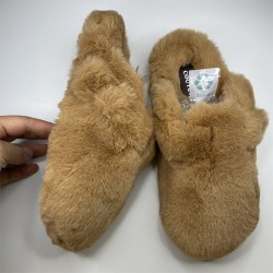 Fashion Women's Slippers Soft High Imitation Mink Fur Shoes For Woman Flat Sandals Bottom Home Designer Shoes Women's Flip Flops