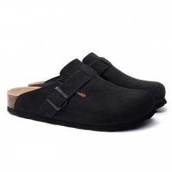 Kidmi New Women Clogs Men Clogs Suede Slippers Fashion Cork Footbed Leather Slippers Classic Mules Soft Antiskid House Slippers