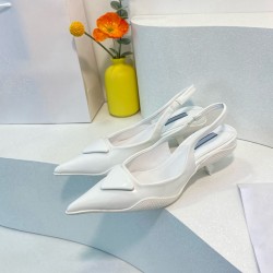 Women Sandals 2025 Spring New Brand Woman Slingback Shoes Fashion Ladies High Heels Elegant Med Heel Pointed Toe Slip on Sandal