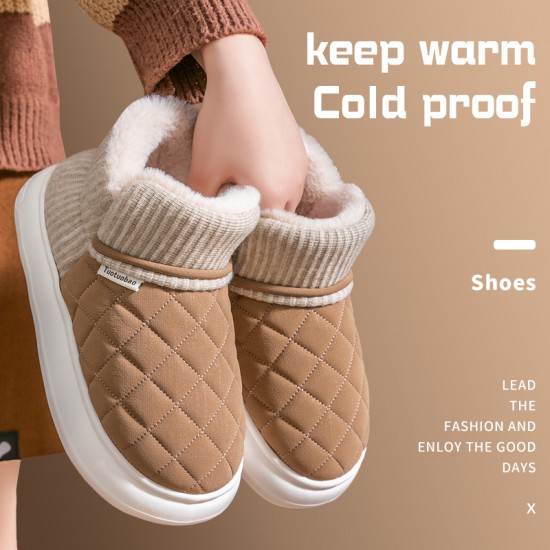 Winter thick soled anti slip warm cotton shoes with fleece bag and cotton slippers for external wear Winter thick soled anti slip warm cotton shoes with fleece bag and cotton slippers for external wear