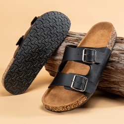 Fashion Classic Unisex Slippers For Men Comfortable Summer Cork Shoes For Men Outdoor Sandals Microfiber Plus Size 36-46