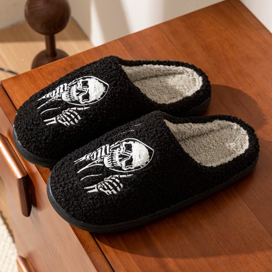 Fashion Halloween Skeleton Ghostface Couple Winter Women Cotton Slippers Toe Wrap Warm Indoor Mute Non Slip Floor Flat Shoes Fashion Halloween Skeleton Ghostface Couple Winter Women Cotton Slippers Toe Wrap Warm Indoor Mute Non Slip Floor Flat Shoes