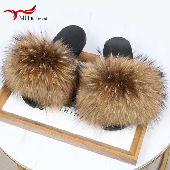 Real Raccoon Fur Slippers For Women 2023 Summer Fluffy Indoor House Fuzzy Flat Slides Outdoor Fashion Beach Sandals Flip Flops Real Raccoon Fur Slippers For Women 2023 Summer Fluffy Indoor House Fuzzy Flat Slides Outdoor Fashion Beach Sandals Flip Flops
