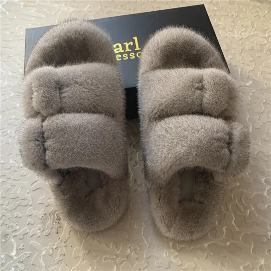 Women's Sandals Summer 2025 Real Mink Fur Slippers Women Slippers Open Toe Designer Shoes Woman Flat Sandals Indoor Slippers Women's Sandals Summer 2025 Real Mink Fur Slippers Women Slippers Open Toe Designer Shoes Woman Flat Sandals Indoor Slippers