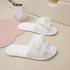 Women Bow Décor Plush Open Toe Memory Foam Fluffy Slippers
